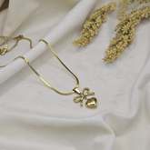 Golden Bow Heart Necklace