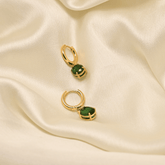 Royal Green Charm Hoops