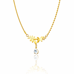 Golden Flora Butterfly Drop Necklace