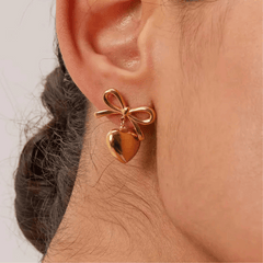 Bow & Heart Dangle Earrings