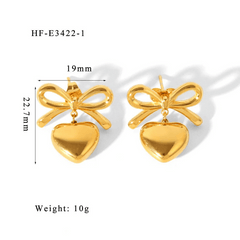 Bow & Heart Dangle Earrings