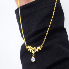 Golden Flora Butterfly Drop Necklace