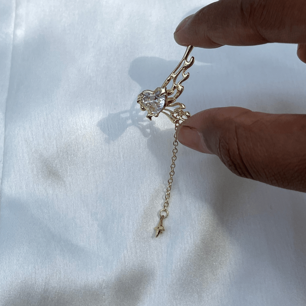 Celestial Wing Heart Drop Earrings