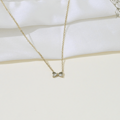 Crystal Bow Charm Necklace