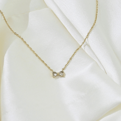 Crystal Bow Charm Necklace