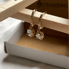 Solitaire Spark Hoop Earrings