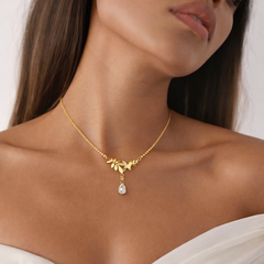 Golden Flora Butterfly Drop Necklace