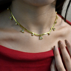 Geometric Gold Triangle Choker Necklace