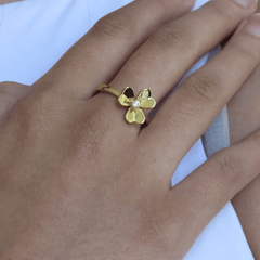 Golden Bloom Solitaire Ring