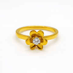 Golden Bloom Solitaire Ring