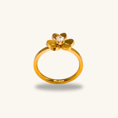 Golden Bloom Solitaire Ring