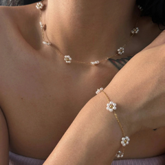 Golden Blossom Necklace & Bracelet Set