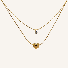 Golden Heart Duo Necklace
