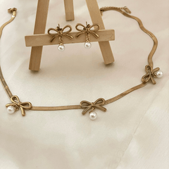 Golden Ribbon Pearl Set