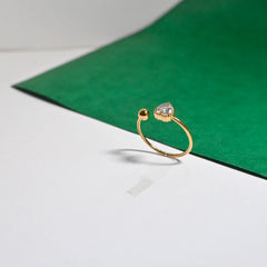 Heart cut crystal gold ring