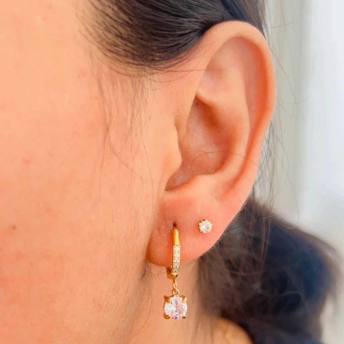 Solitaire Spark Hoop Earrings