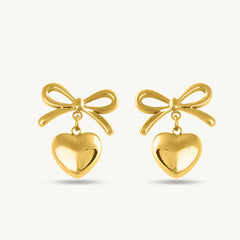 Bow & Heart Dangle Earrings