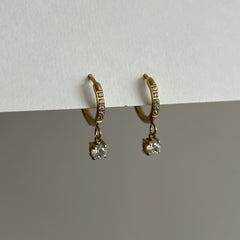 Solitaire Spark Hoop Earrings
