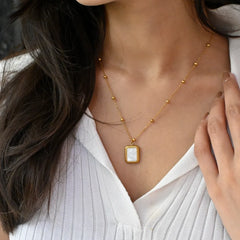 Minimalist Rectangular Pendant Necklace