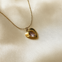 Pink Glimmer Heart Necklace