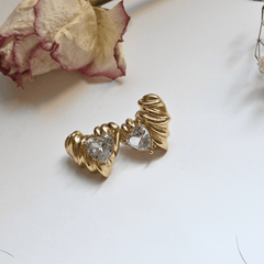 Radiant Fold Heart Studs