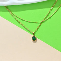 Stacked Elegance Green Necklace