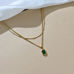Stacked Elegance Green Necklace