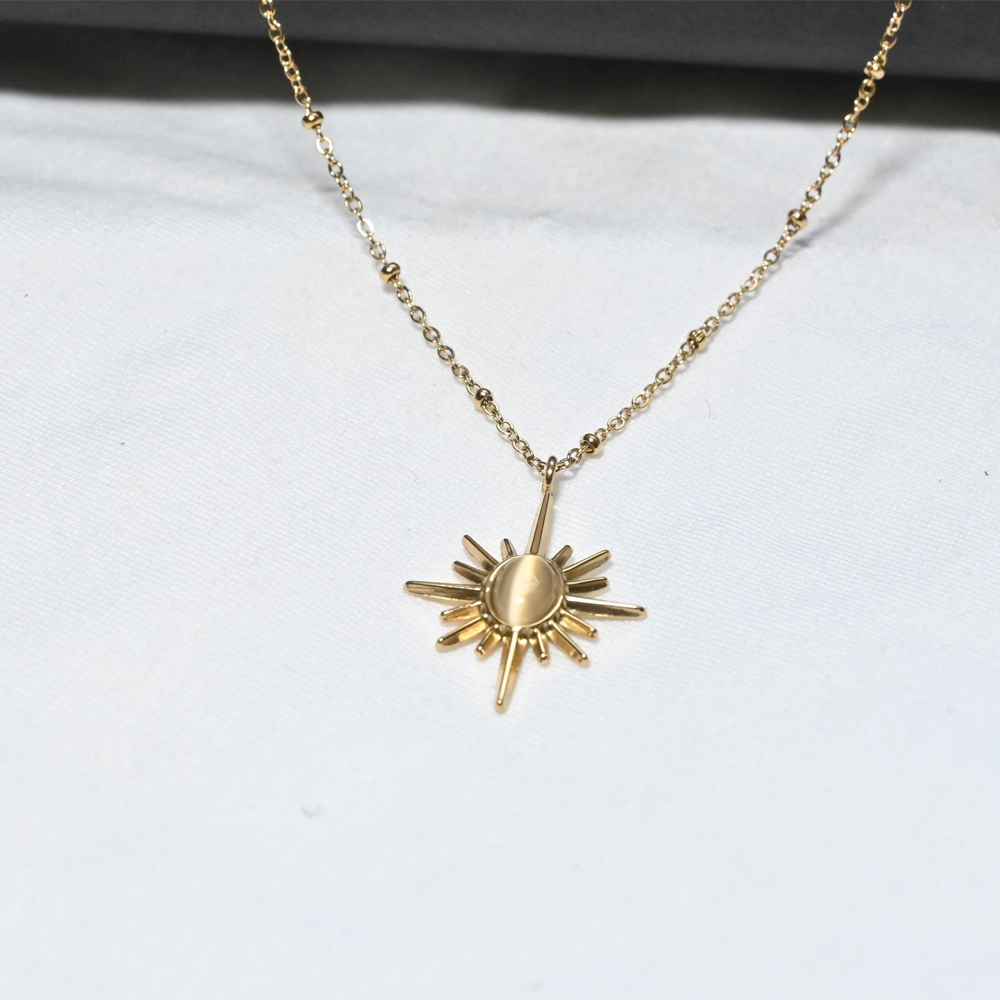 Golden Sunburst Pendant Necklace