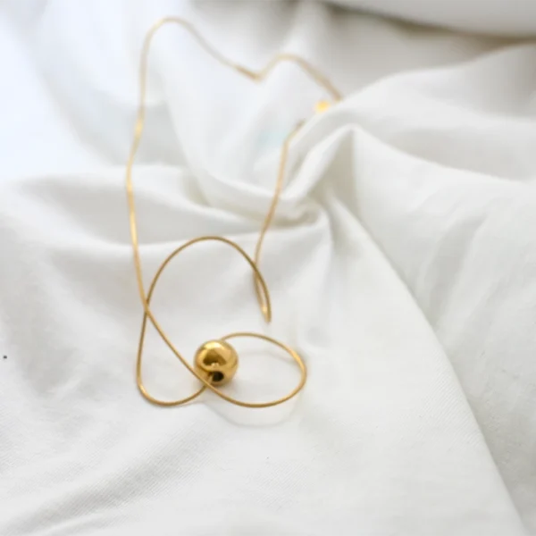 Minimalist Gold Ball Pendant Necklace - Image 2