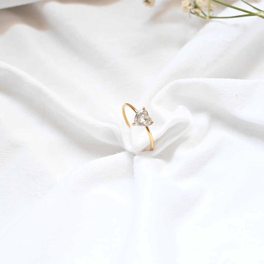 Elegant Heart Solitaire Adjustable Ring