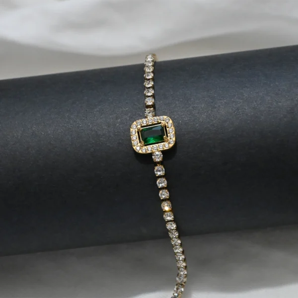 Emerald Shine Gold-Toned Bracelet