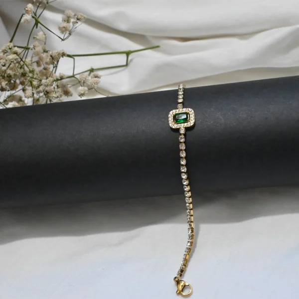 Emerald Shine Gold-Toned Bracelet