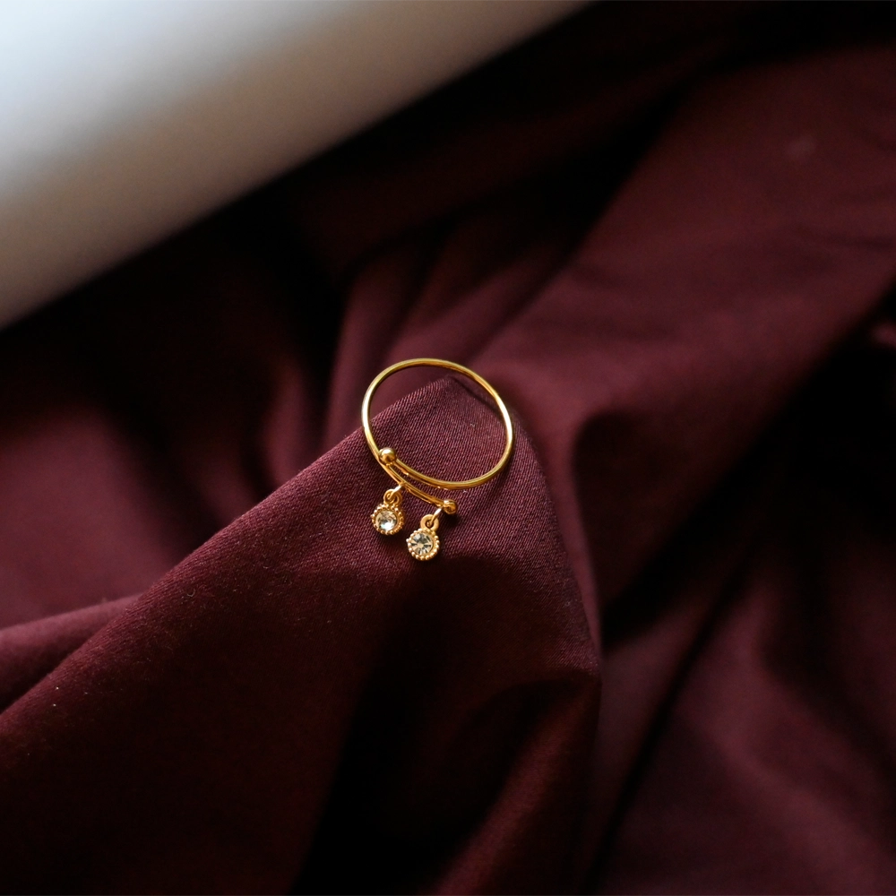 Golden Twin Charm Adjustable Ring